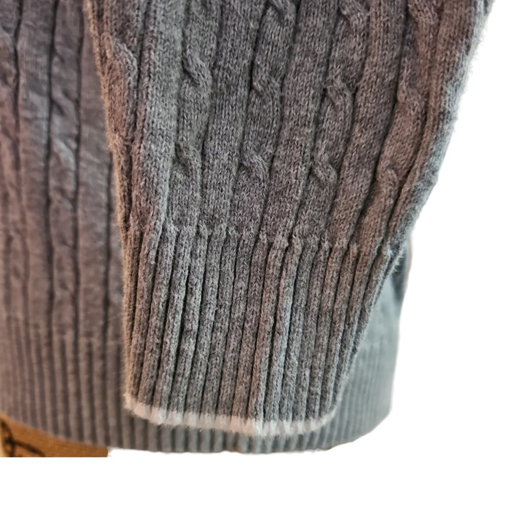 Lauren Ralph Lauren Gray Cableknit 2 Layer Sweater Sz Sm